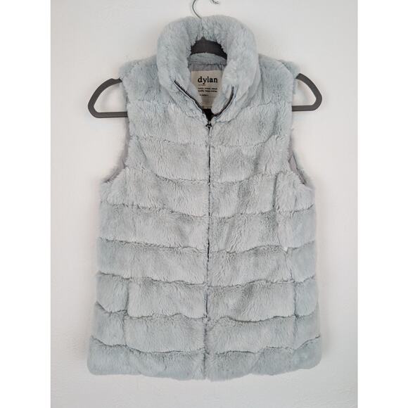 Dylan Vest Faux Fur Zipper Soft Furry Fall Winter Outdoor Silver Gray Size S - Picture 1 of 11